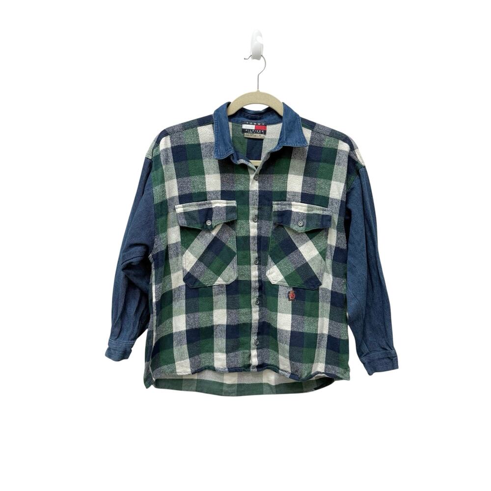 Vintage Tommy Hilfiger Shirt Plaid Denim Men’s Size XL
